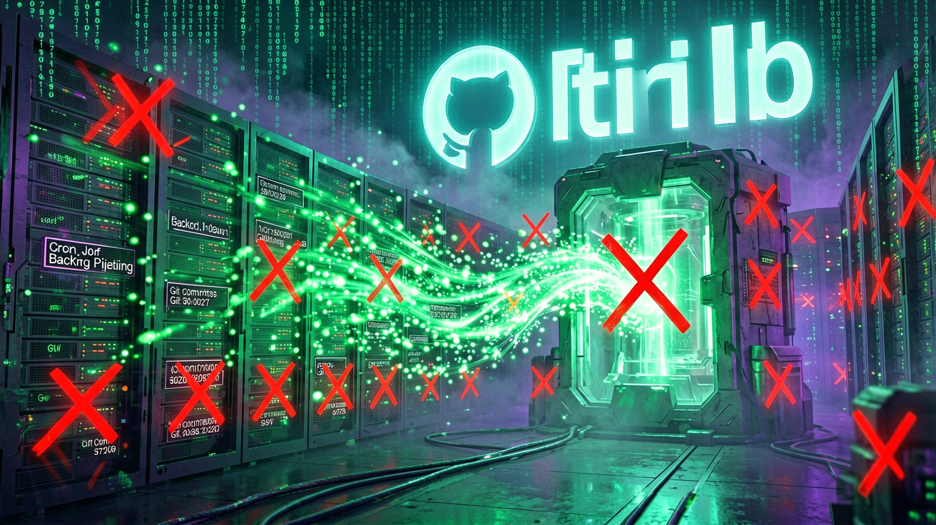 Cyberpunk vault with matrix data streams, glowing backup drives, and redundant storage nodes