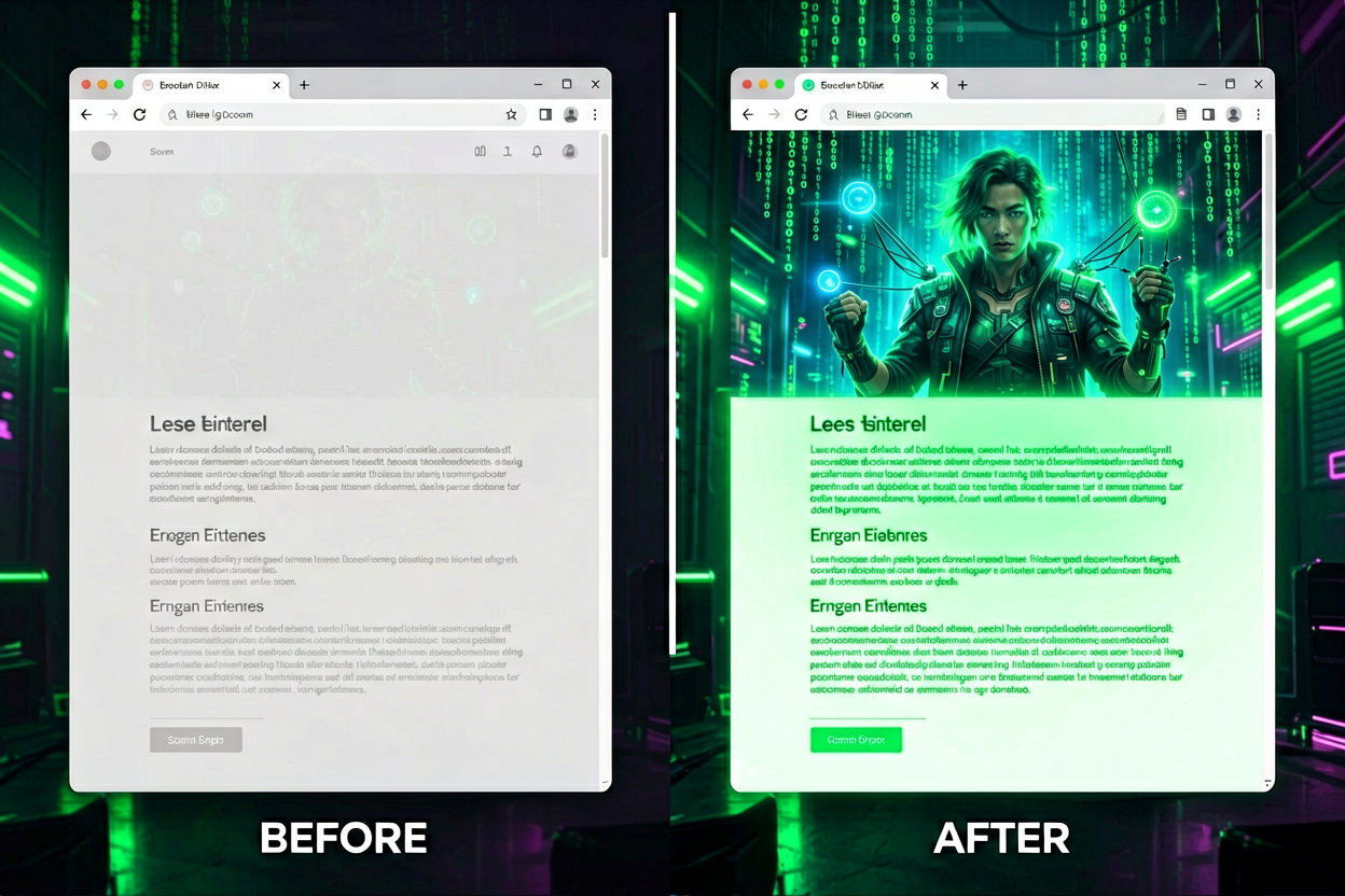 Side-by-side comparison: plain text blog post versus the same post with AI-generated images